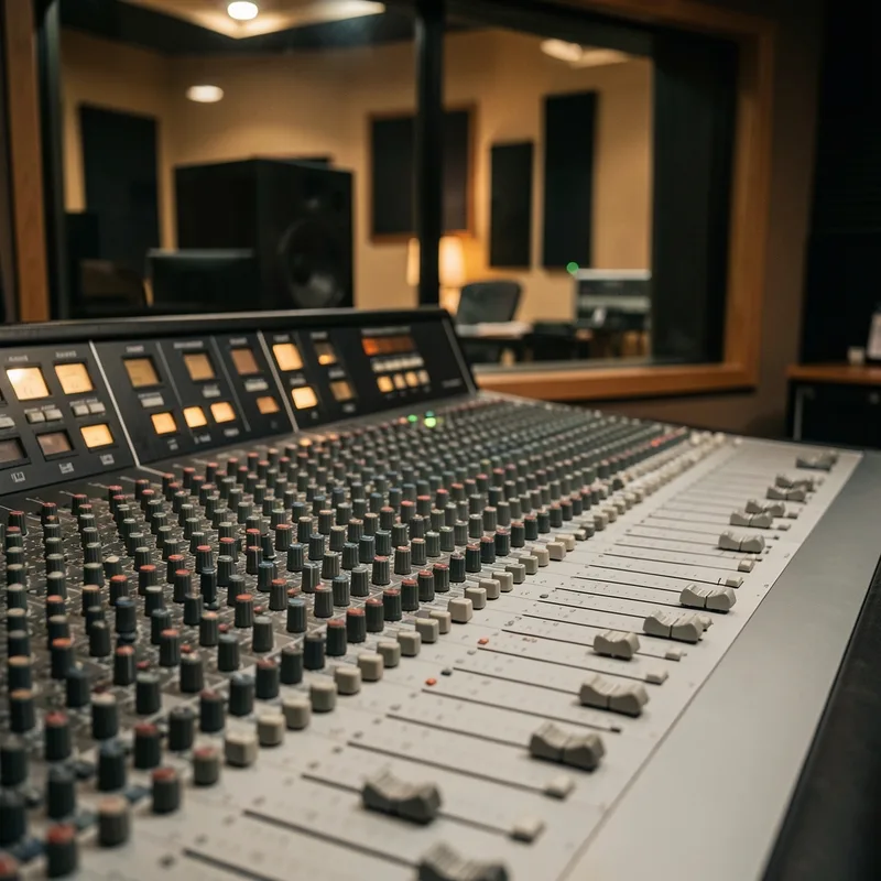 Console de mixage analogique dans une régie de studio d&rsquo;enregistrement